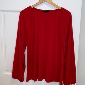 Red Scoop Neckline Blouse